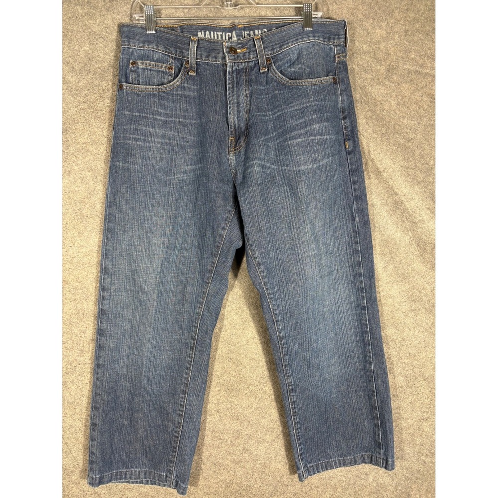 Nautica Jeans Co Mens Loose Fit Blue Denim Jeans 34x30‎ Medium Wash 100% Cotton